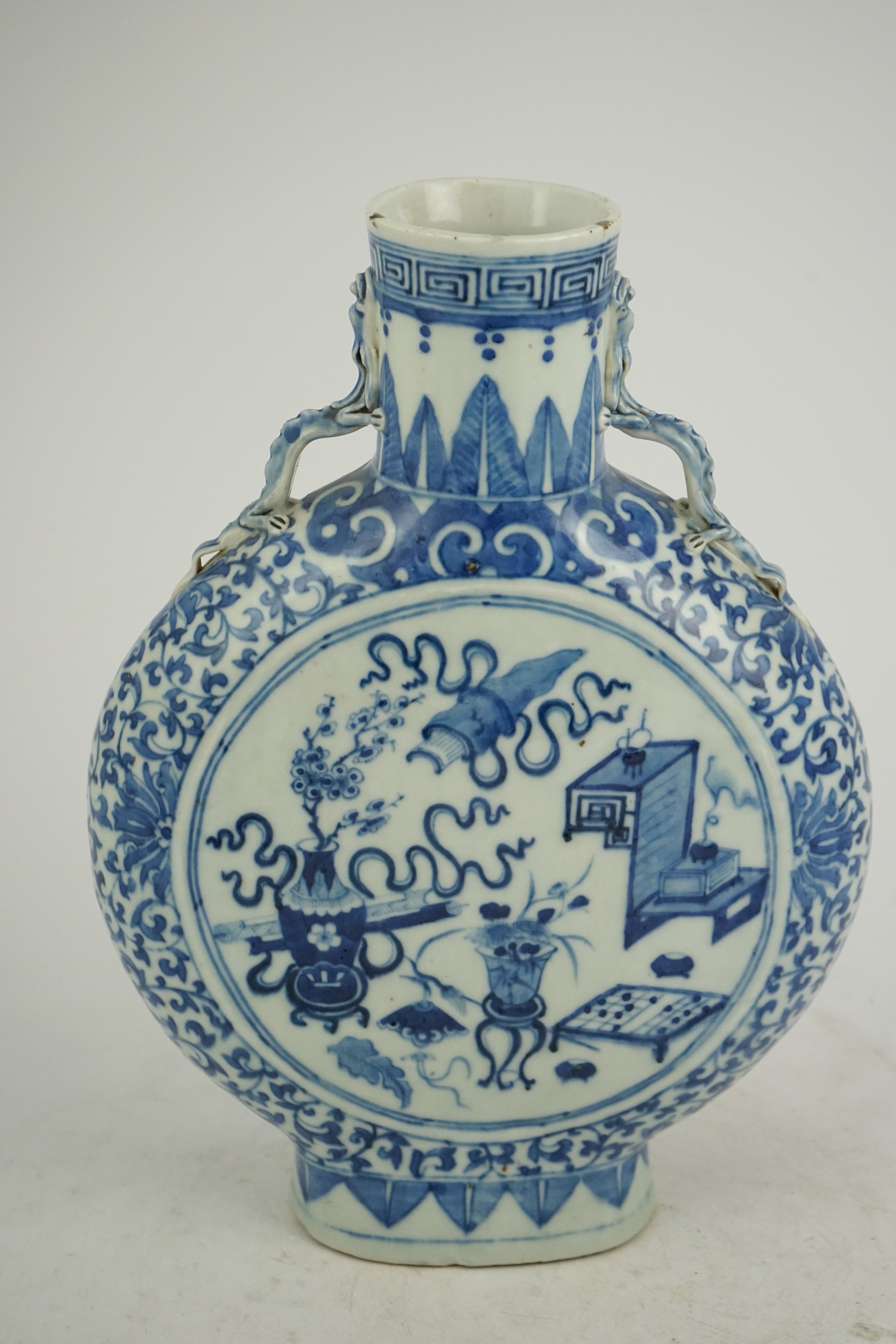 A large Chinese blue and white moonflask, bianhu, 19th century